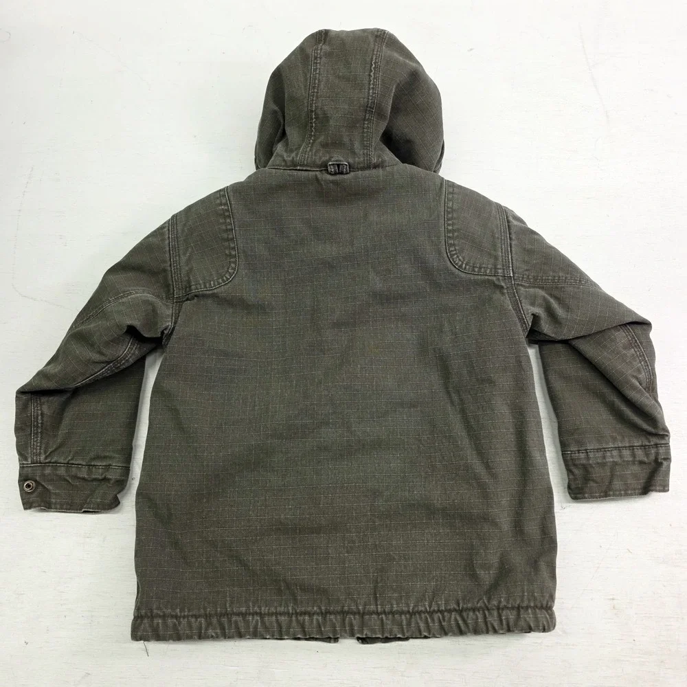 Walls Jacket Kids Boys Sz XS 4/5 Green Blizzard Pruf Ripstop Canvas Sherpa Lined